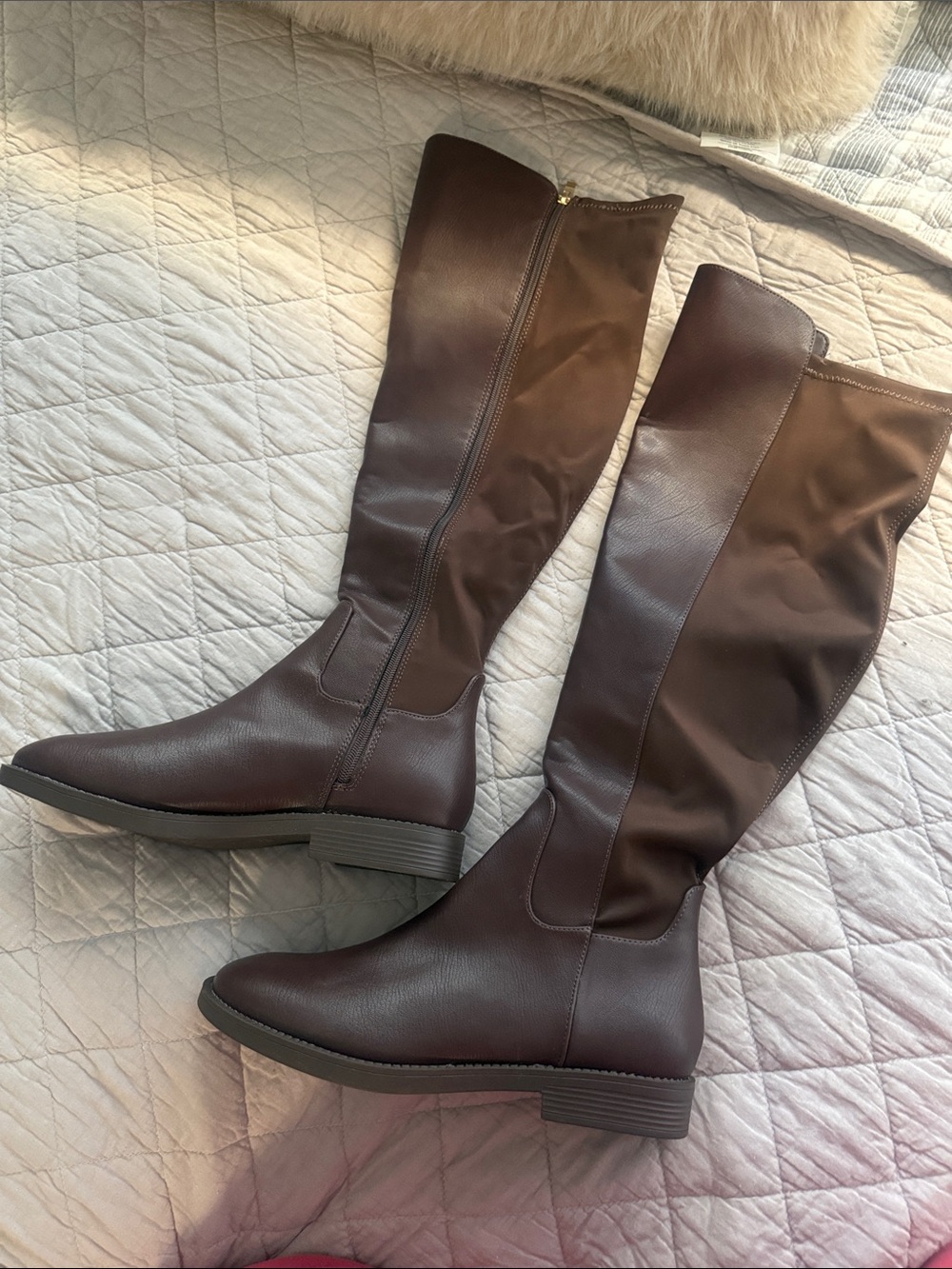 Women's Tall Brown Leather-Style Riding Boots